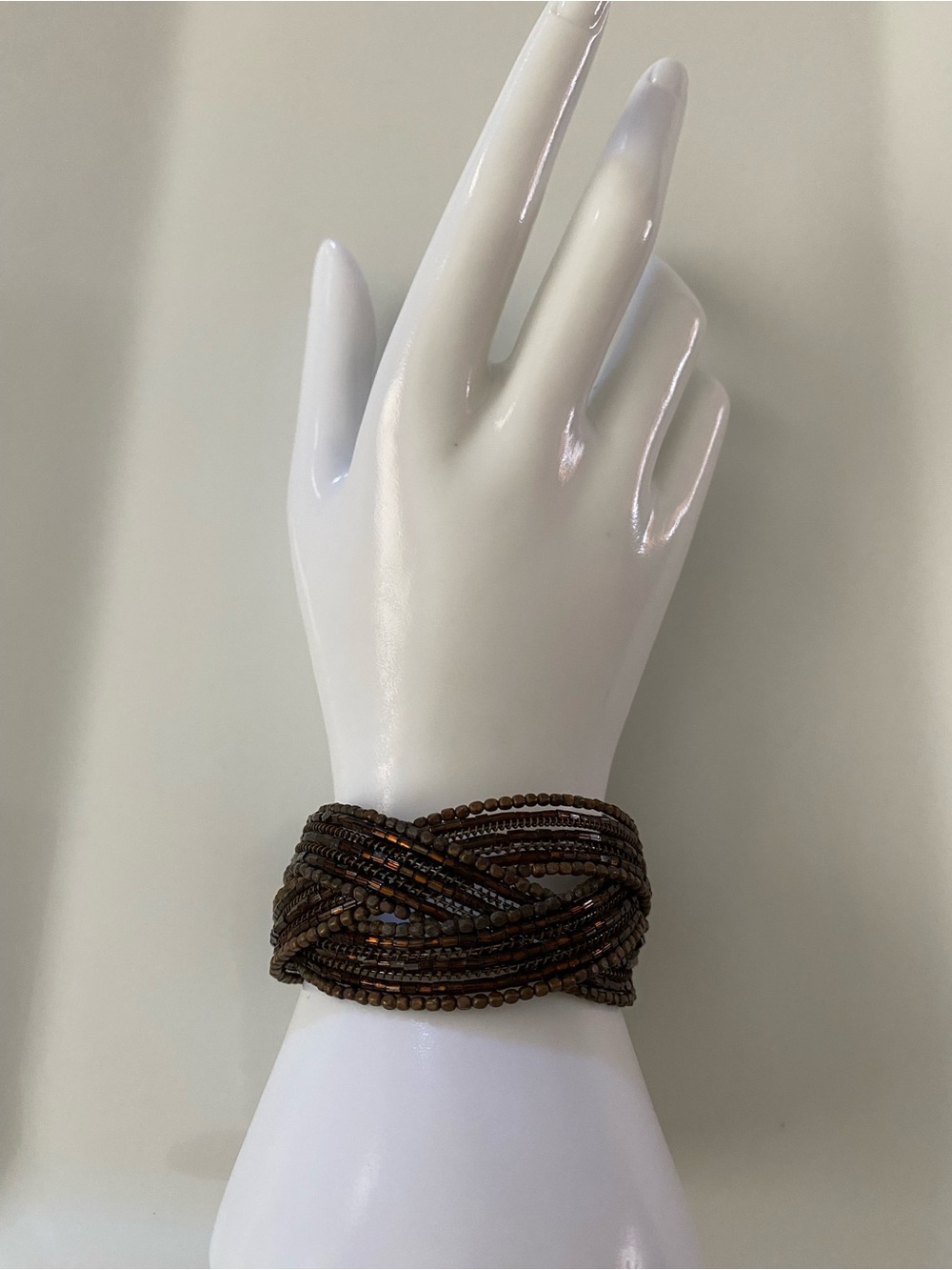 Multi-Strand Brown Beaded Wrap Bracelet